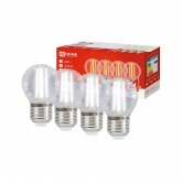 Лампа светодиодная LED-ШАР-deco 4PACK 9Вт 230В Е27 4000К 1040Лм (4шт./упак) прозрачная IN HOME